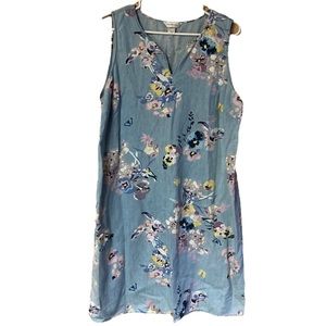 Christopher and Banks floral denim sleeveless dress